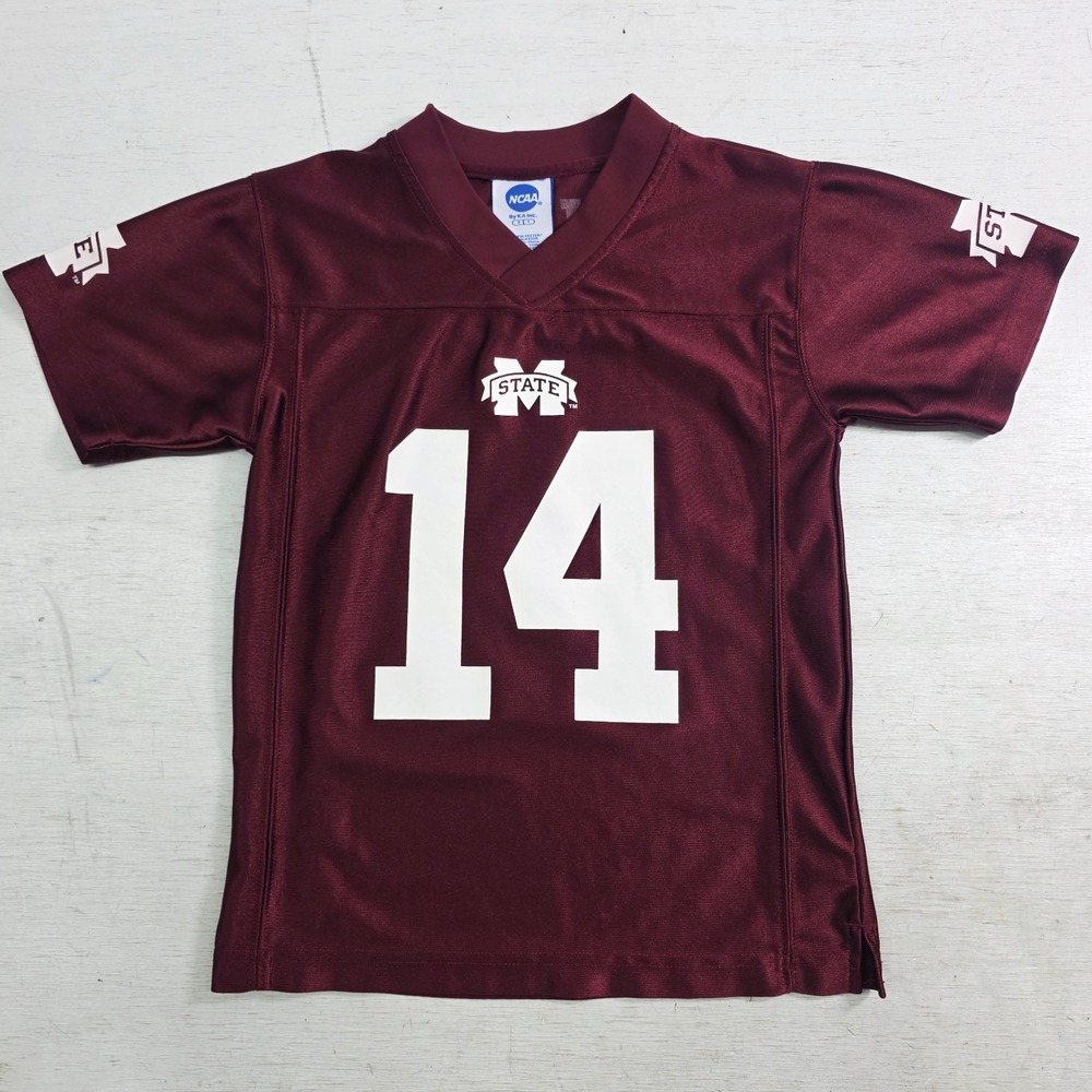 Mississippi‎ State Bulldogs Football Jersey Maroon NCAA Youth Kids Boys Sz S 6/7